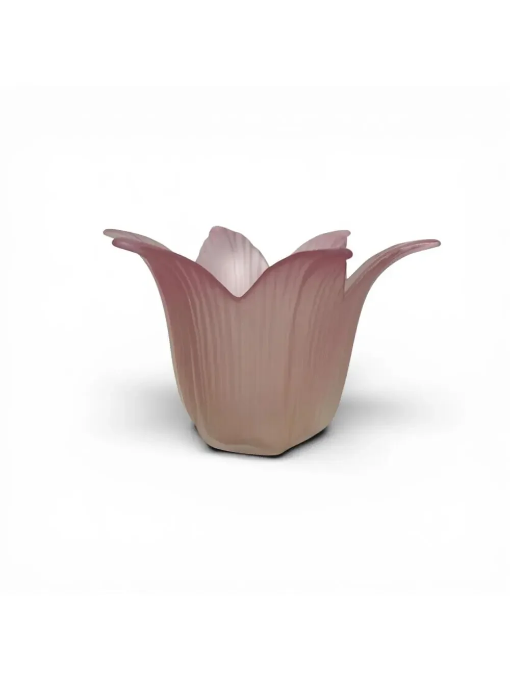 Vintage Pink Frosted Glass Tulip Flower Vase